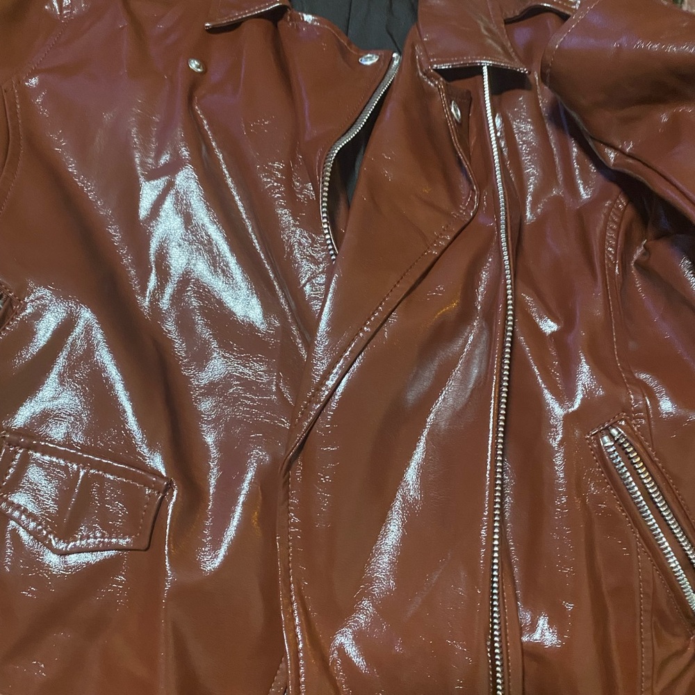 Nine West Chestnut Faux Leather Jacket XL